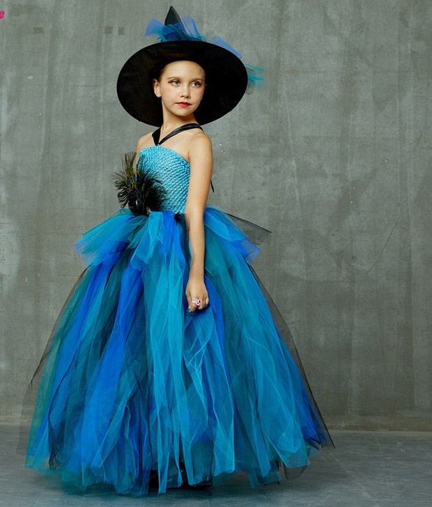 Girls Deluxe Peacock Feather Costume