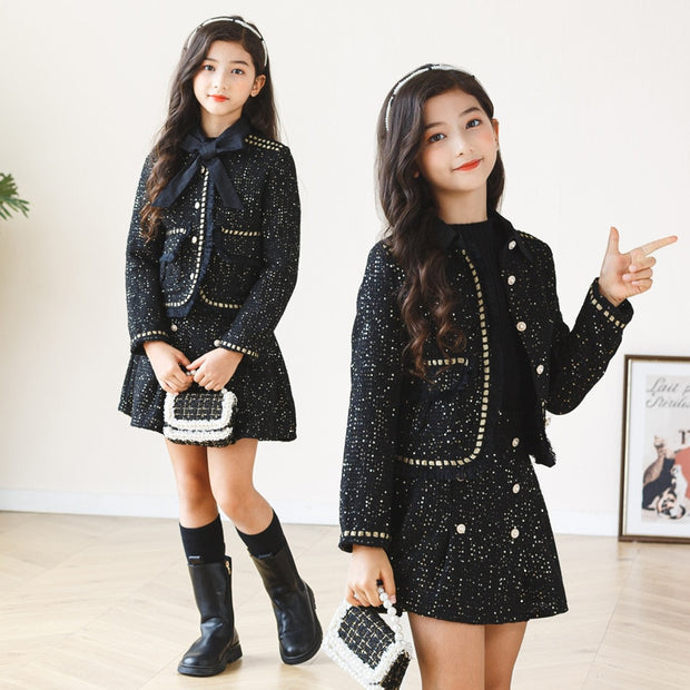 Girls Coat and Skirt Two Pieces Set