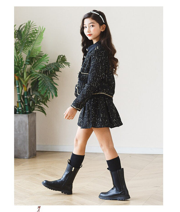 Girls Coat and Skirt Two Pieces Set