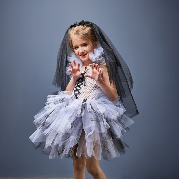 Halloween Zombie Bride Girls Costume