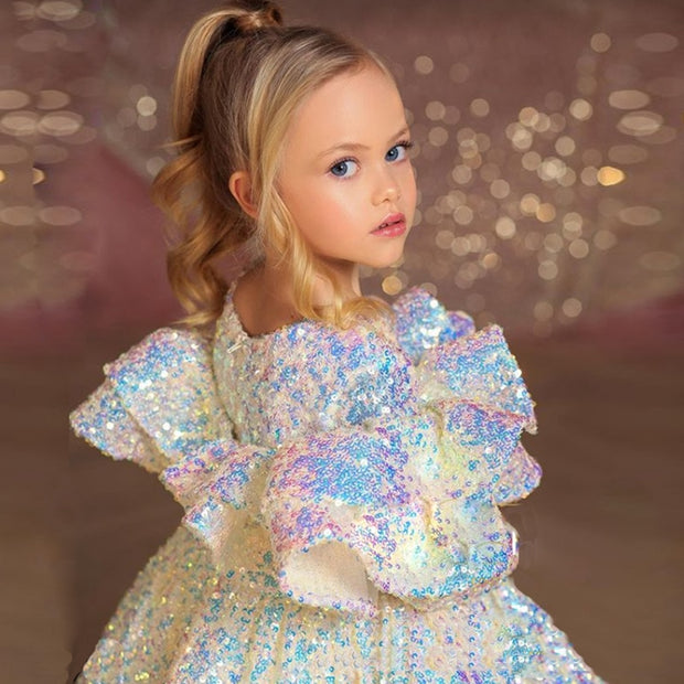 Girls Shiny Sequin Princess Dress