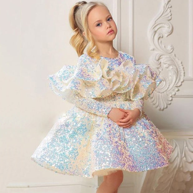 Girls Shiny Sequin Princess Dress