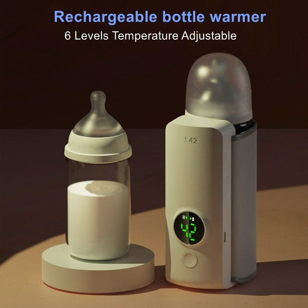 Rechargeable Baby Bottle Warmer 6Levels Temperature Adjustment Display